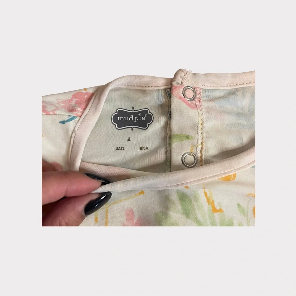 Mud Pie Flamingo Leaf Pattern Swim Top